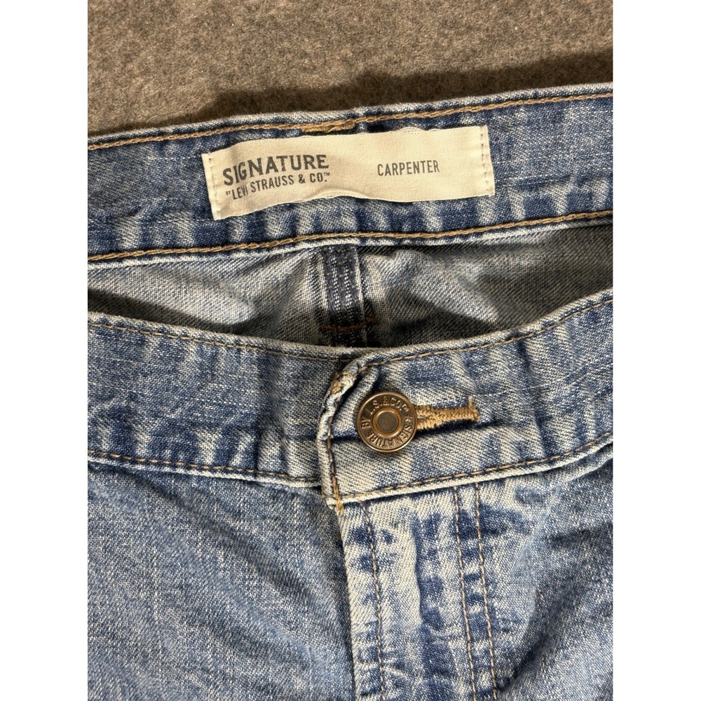 Signature by Levi Strauss‎ Mens Carpenter Jeans Light Wash Blue Denim Sz 40 - Picture 3 of 9
